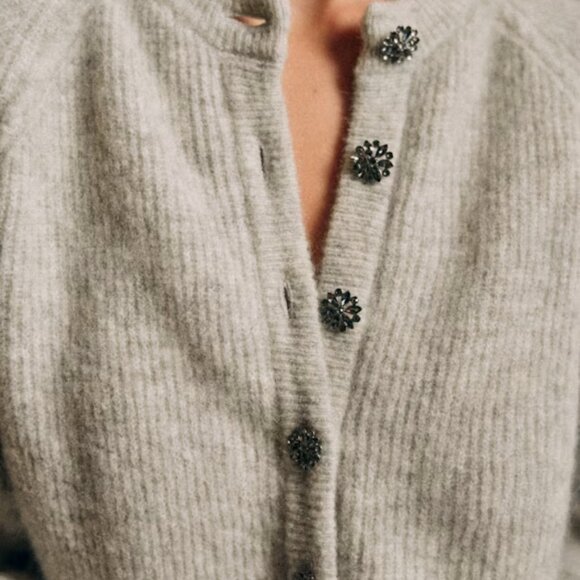 Sezane Othello Cardigan Gris Chiné Perle S - Picture 3 of 8